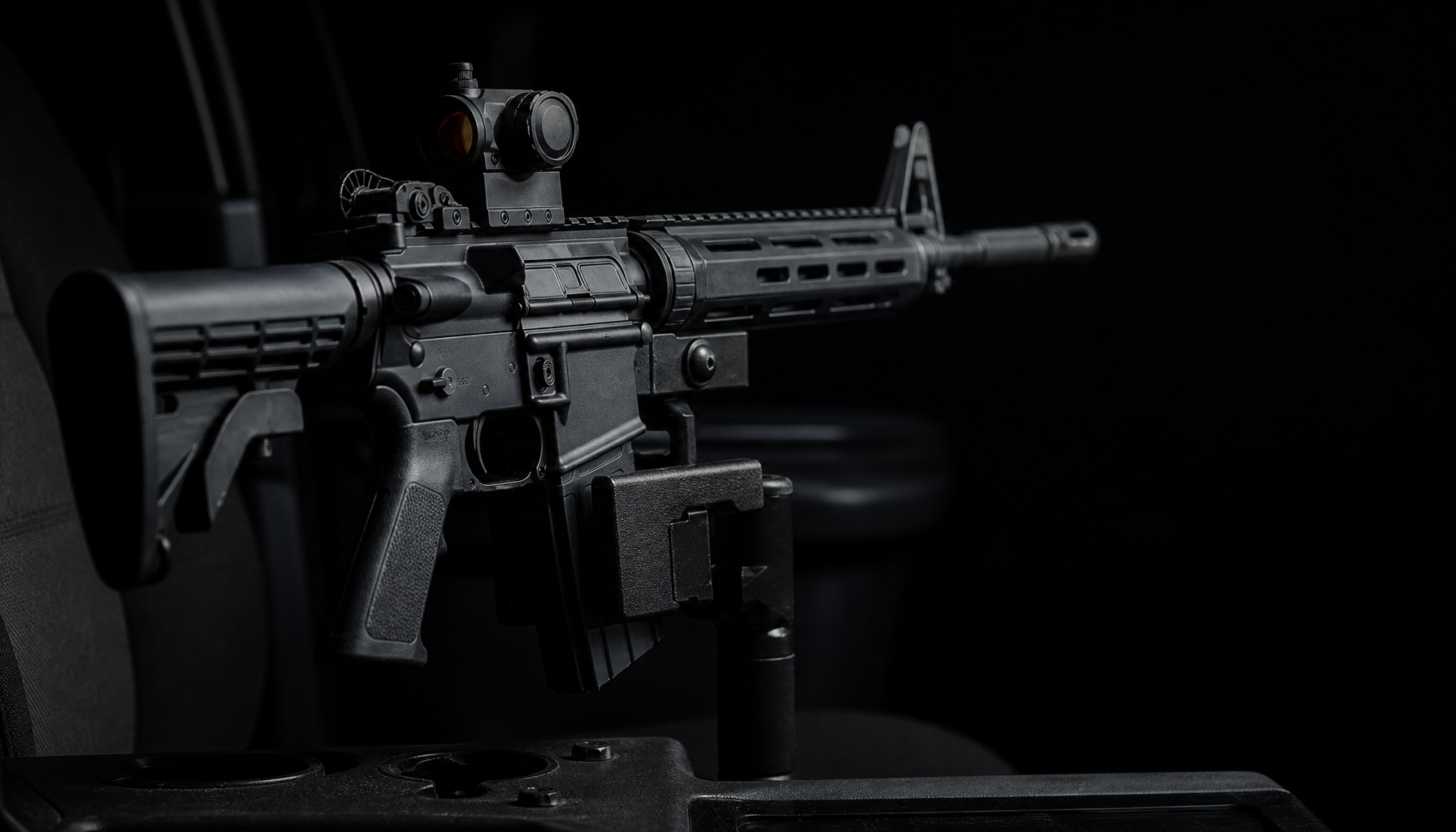 The AR-15 patrol rifle, standard in cruisers after North Hollywood (1997).
