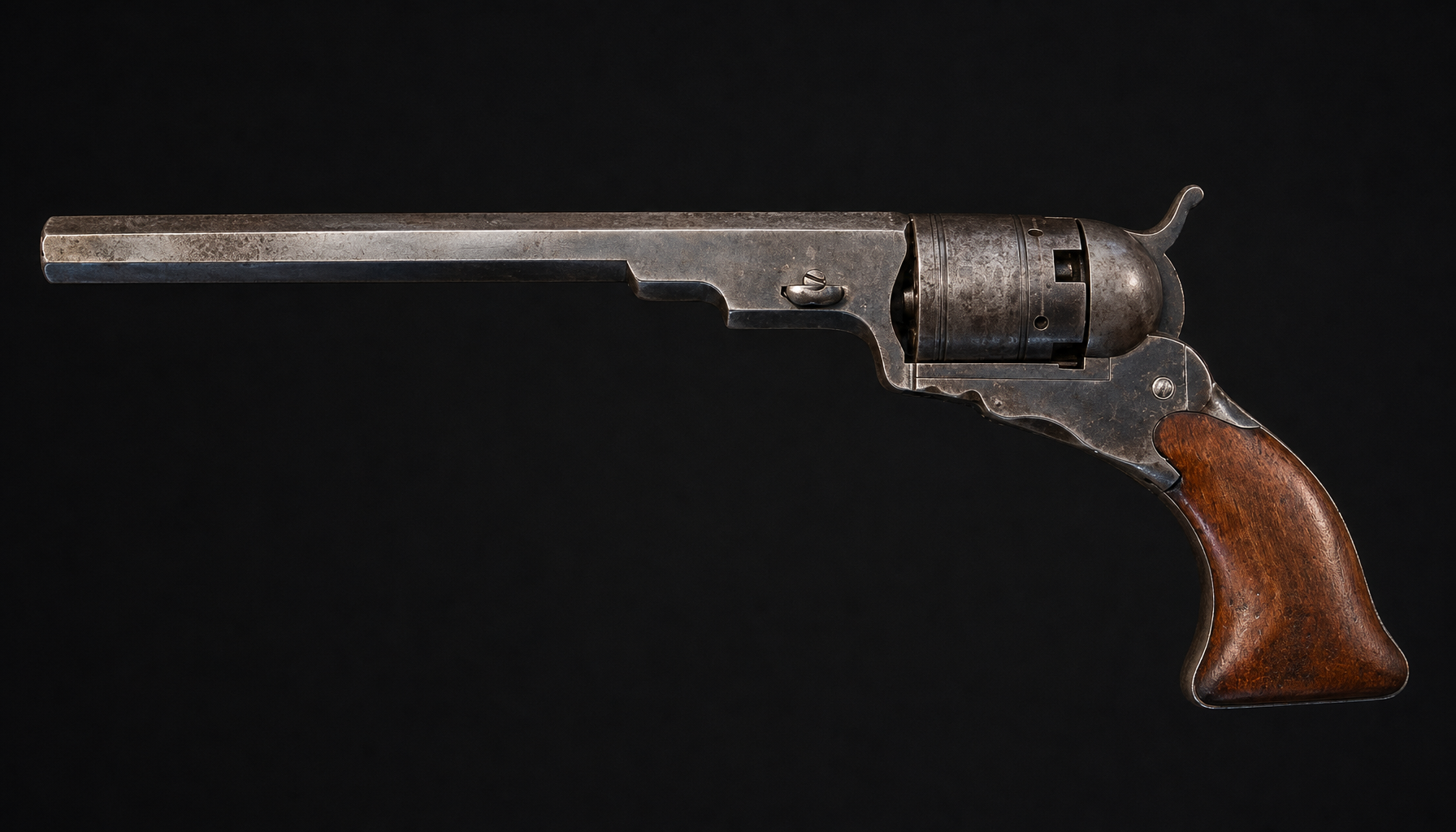 The 1836 Colt Paterson: the first practical revolver, five shots.