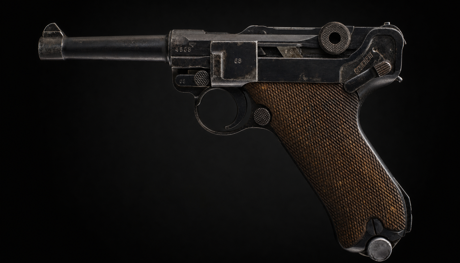 The Luger P08, its toggle action iconic by 1900.
