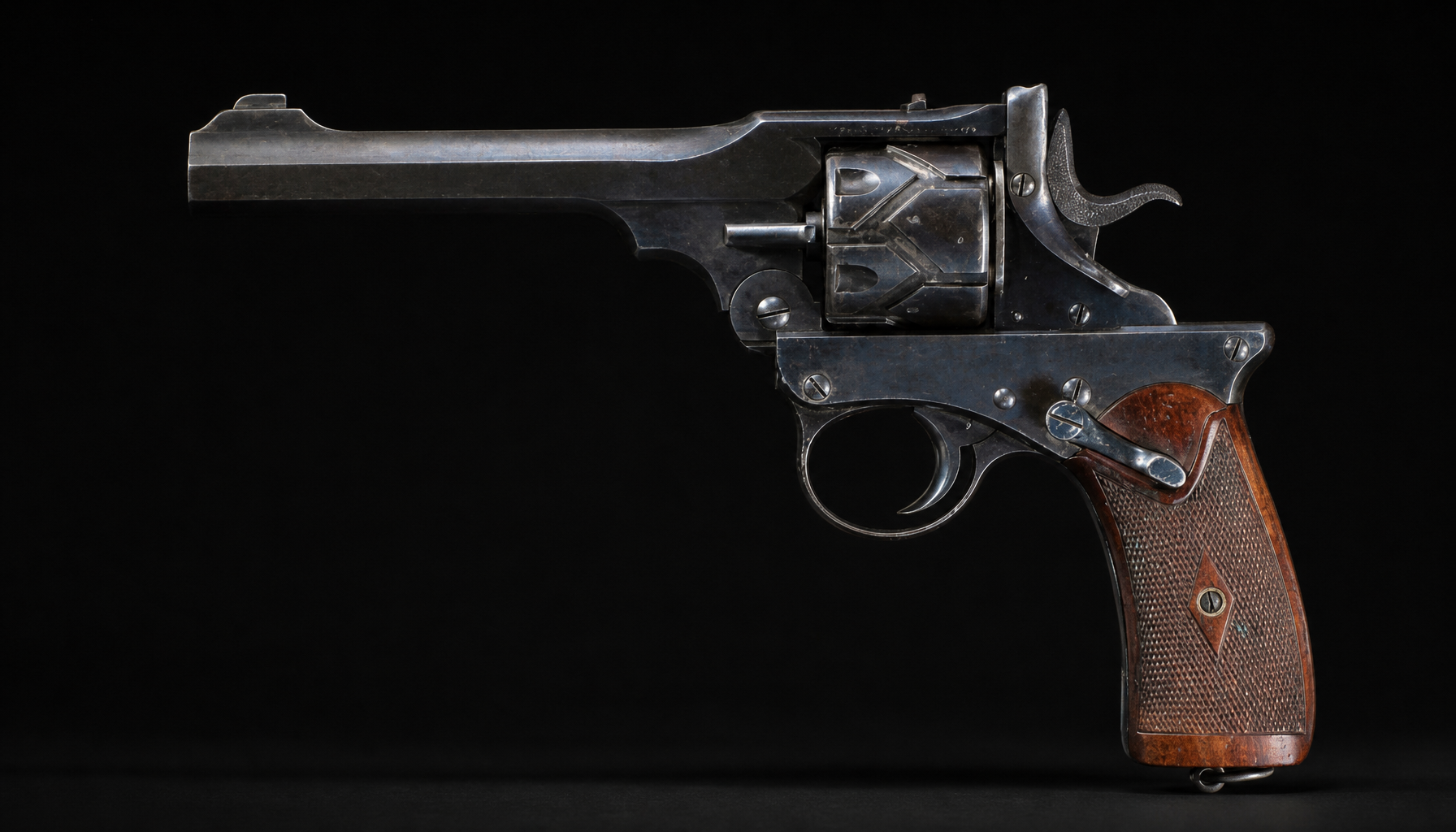 The Webley-Fosbery (1901), the rare recoil-cycled automatic revolver.
